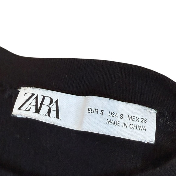 Zara Short Sleeve Knit Sweater Black Size Small #1836 - Picture 5 of 5